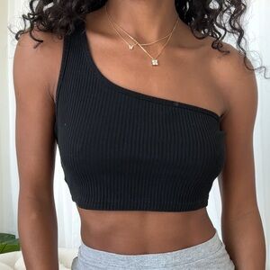 Black off the shoulder crop top